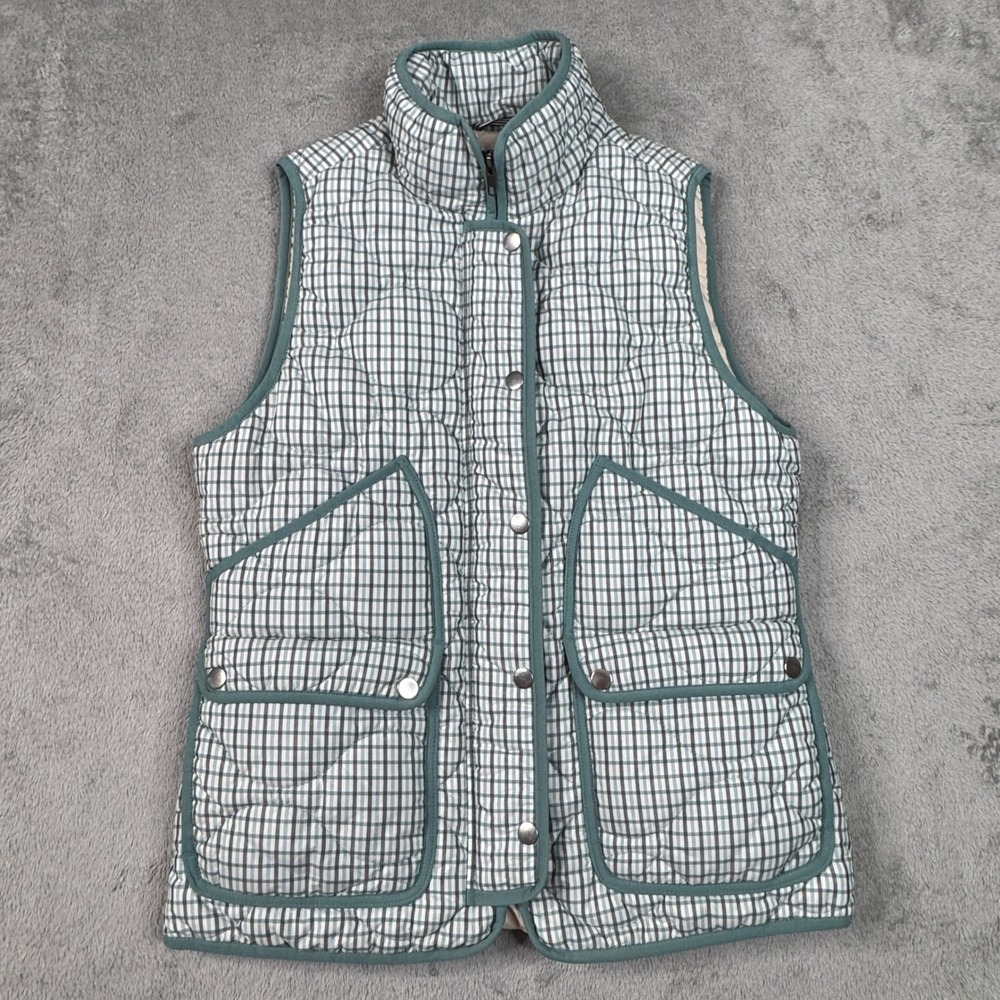 J. Crew Signature Puffer Vest Green PrimaLoft Small‎ Womens Excellent Condition!